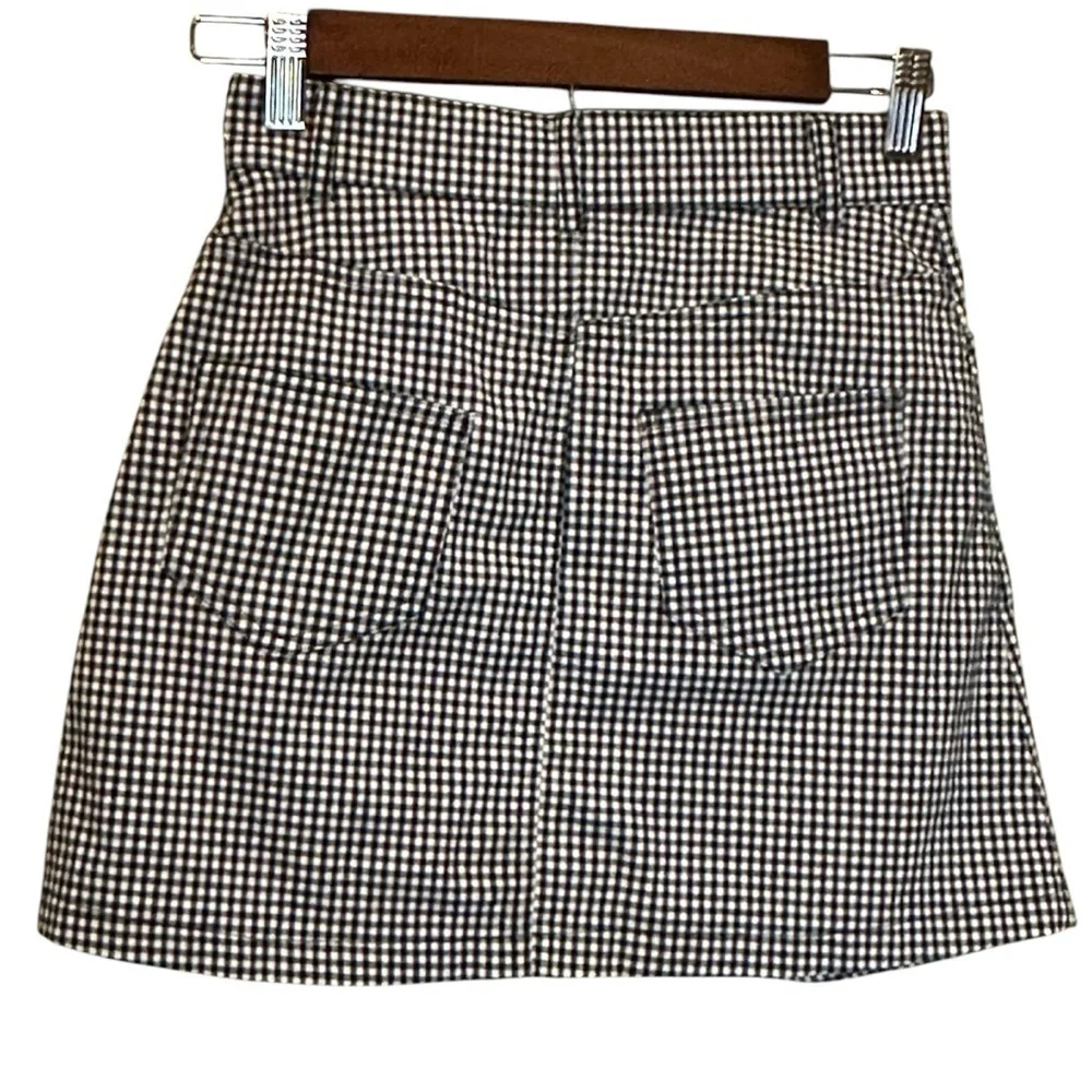 John Galt Black White Gingham Plaid Print Mini Skirt Women’s Size XS
